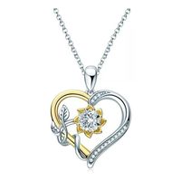 Collar Bañado en plata Corazon Girasol Bañado en oro