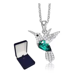 KUANGYE - Collar Bañado en plata Colibri Cristal Mujer Joyas Regalo