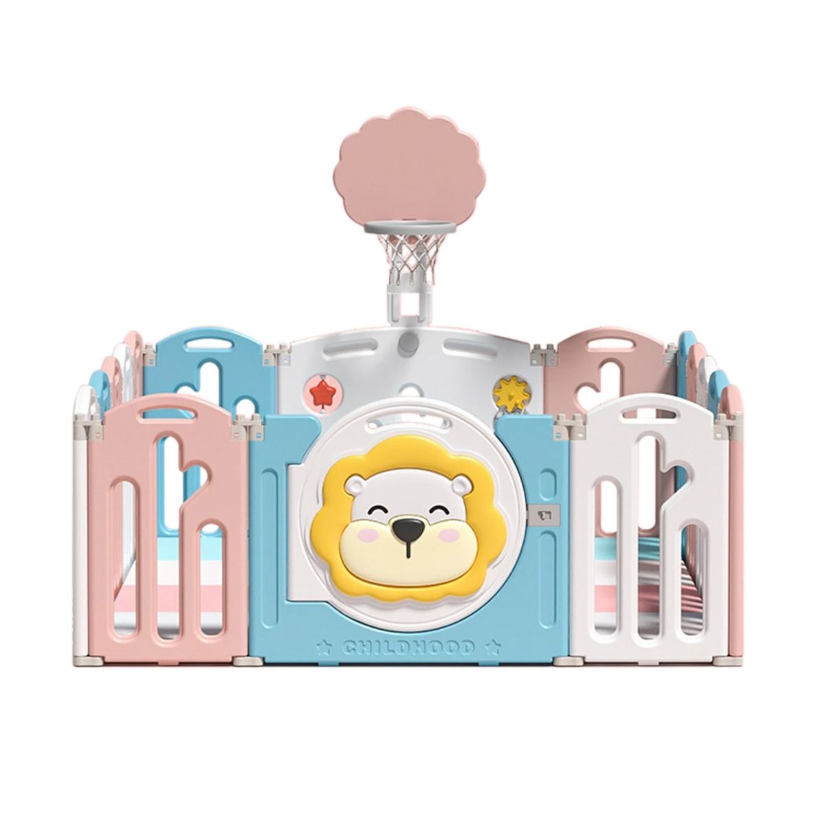 BABYLUNA - Corral de juego Colores.18 Piezas, Aro, Alfombra, 20 Pelotas