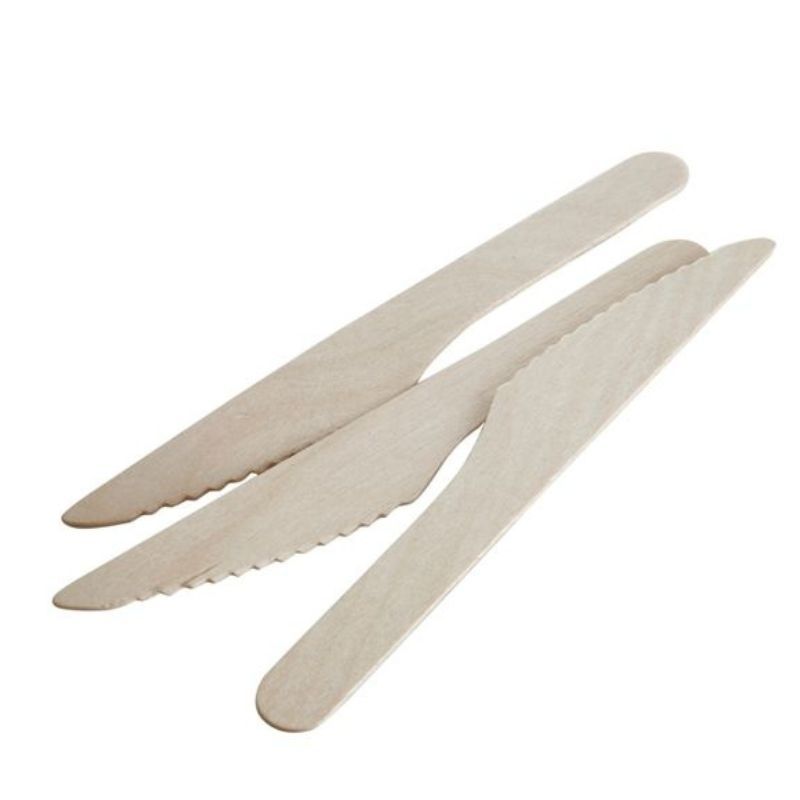 GENERICO - Pack100 Cuchillos Desechables Madera Ecológicos