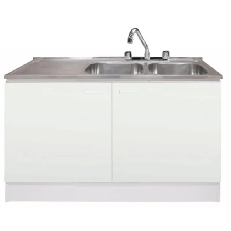 TEBISA - Kit mueble blanco + lavaplatos 120 izquierdo + Griferia