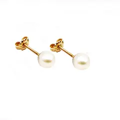 JOYAS MYTOKE - Aros Boda Perla Cultivada 8mm Bolita Oro 18k Mujer