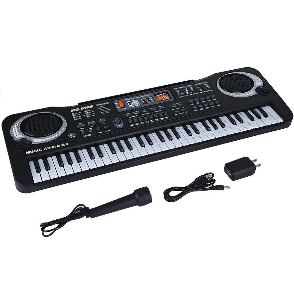 CRUSEC - Piano Teclado Electrónico Digital 61 Teclas con Micrófono.