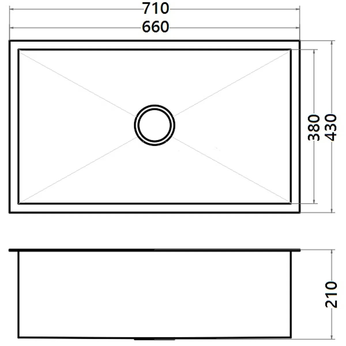 TEBISA - Lavaplatos de empotrar o bajo cubierta Color negro