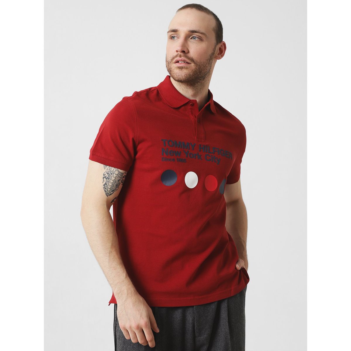 TOMMY HILFIGER - Polo Logo 1985 New York City Burdeo Tommy Hilfiger