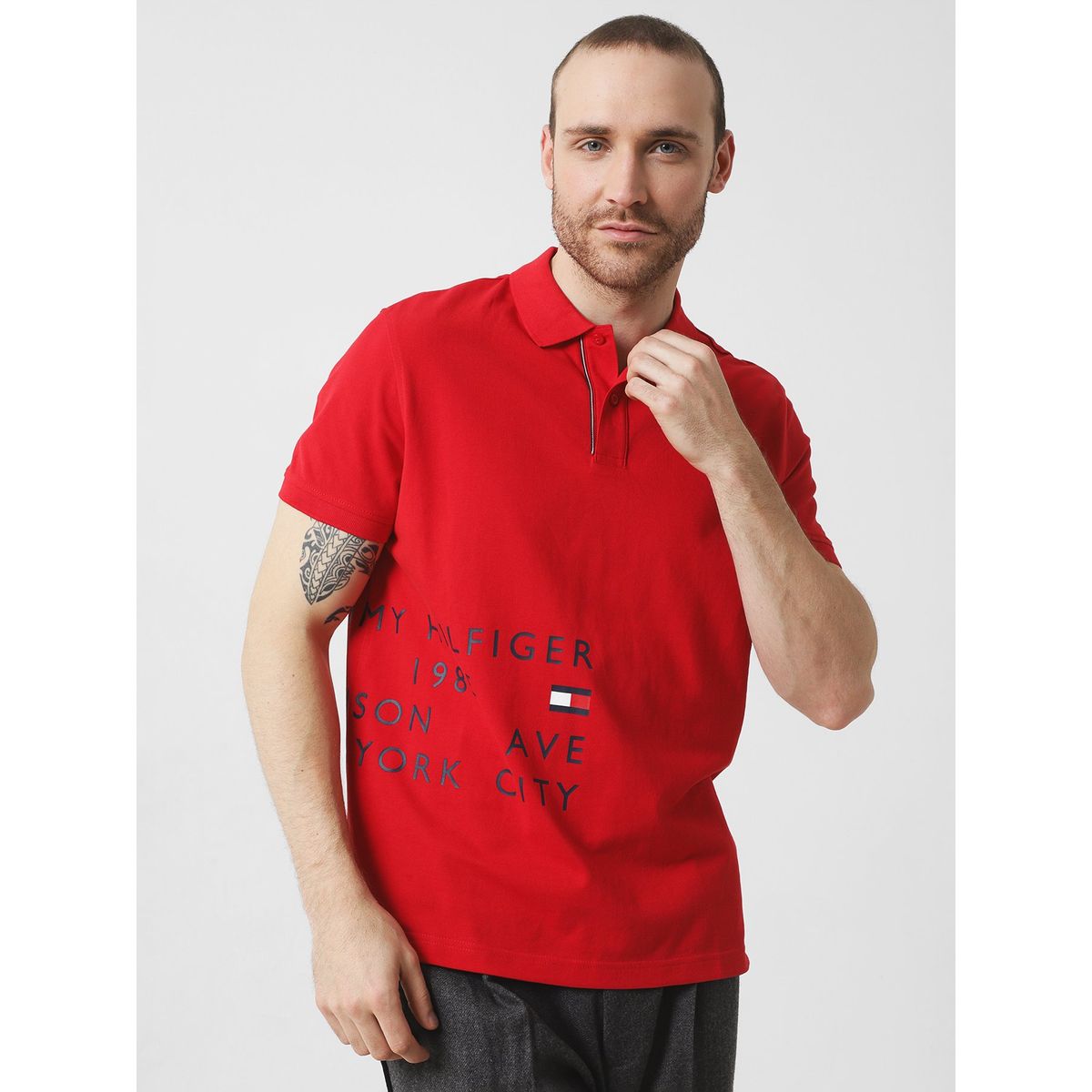TOMMY HILFIGER - Polo Brand Love Logo Rojo Tommy Hilfiger