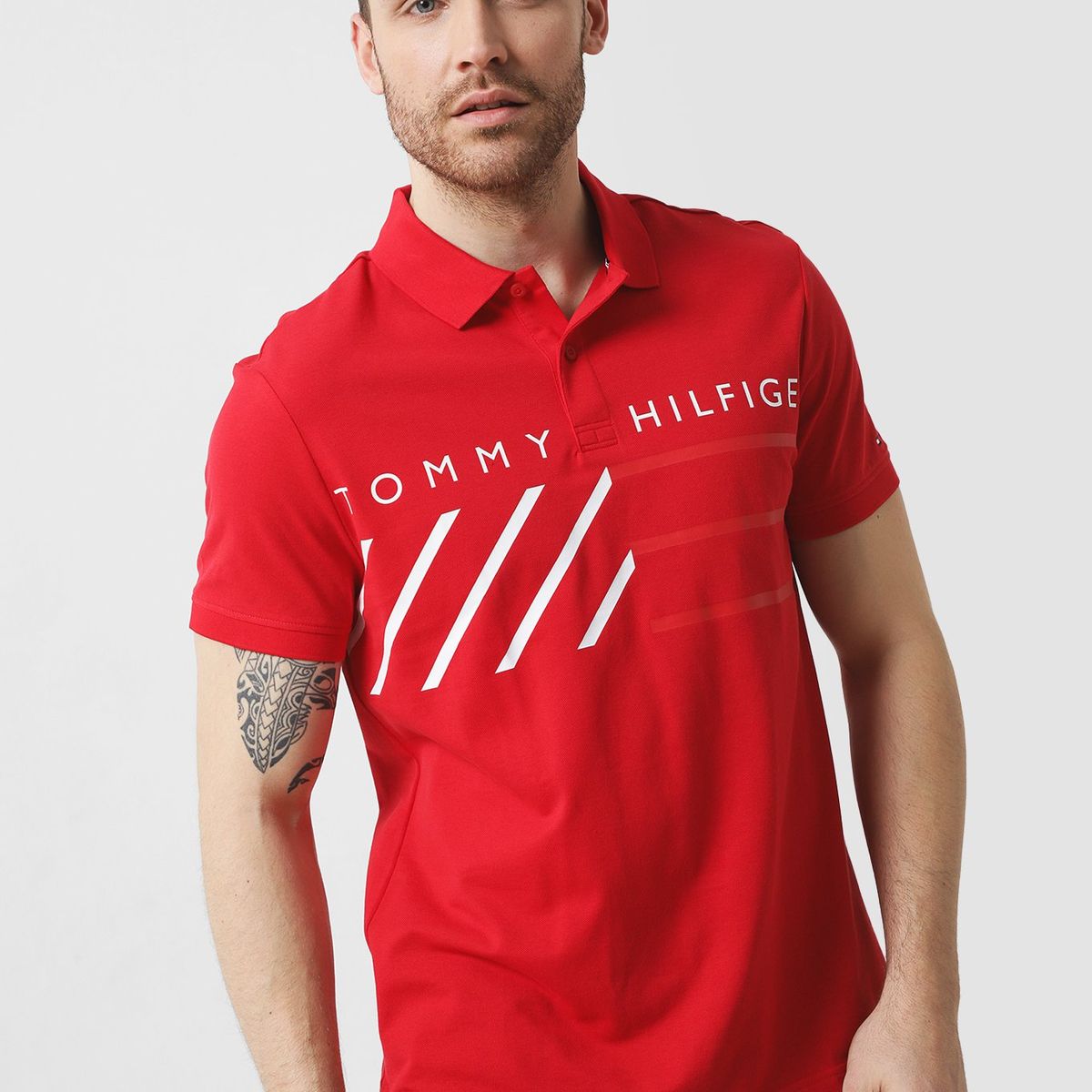 TOMMY HILFIGER - Polo Brand Print Logo Rojo Tommy Hilfiger
