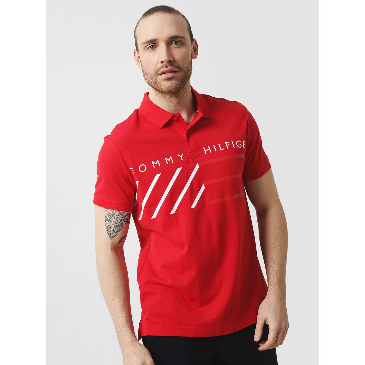 TOMMY HILFIGER - Polo Brand Print Logo Rojo Tommy Hilfiger