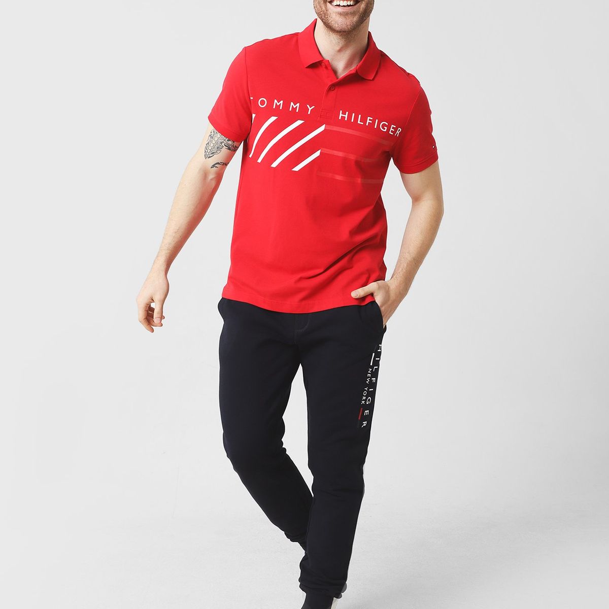 TOMMY HILFIGER - Polo Brand Print Logo Rojo Tommy Hilfiger