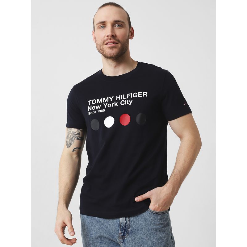 TOMMY HILFIGER - Polera Con Logo De Puntos Azul Tommy Hilfiger.