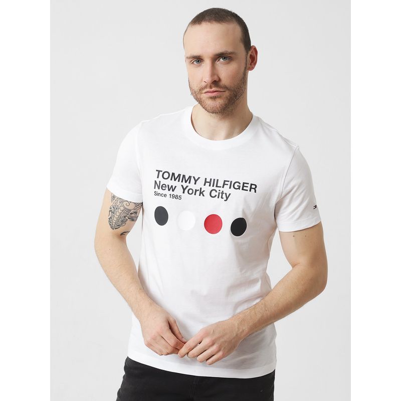 TOMMY HILFIGER - Polera Con Logo De Puntos Blanco Tommy Hilfiger