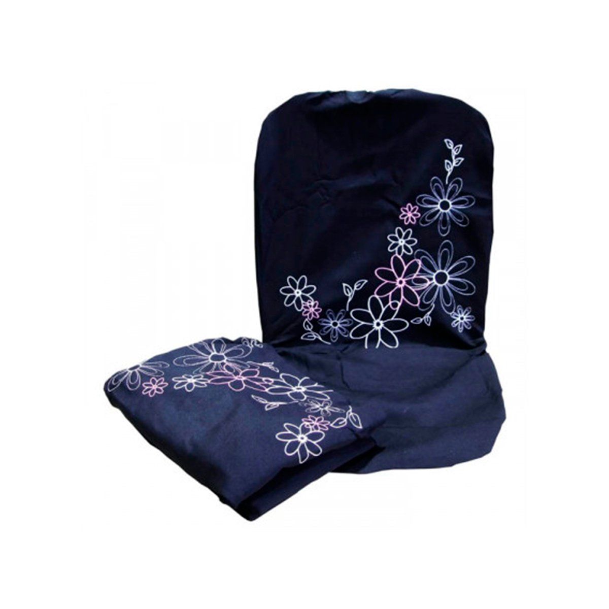GENERICO - Cubre asiento 8 piezas negro con flores