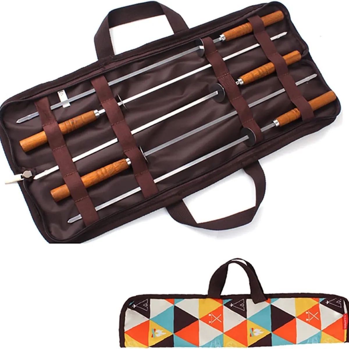 GENERICO - Set 5 Brochetas Pinchos Acero Inoxidable Para Asado Anticucho