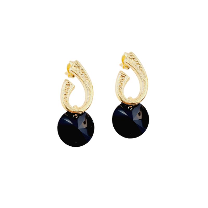JOYAS MONTERO - Aros Grace Gold Cristales Genuinos Jet