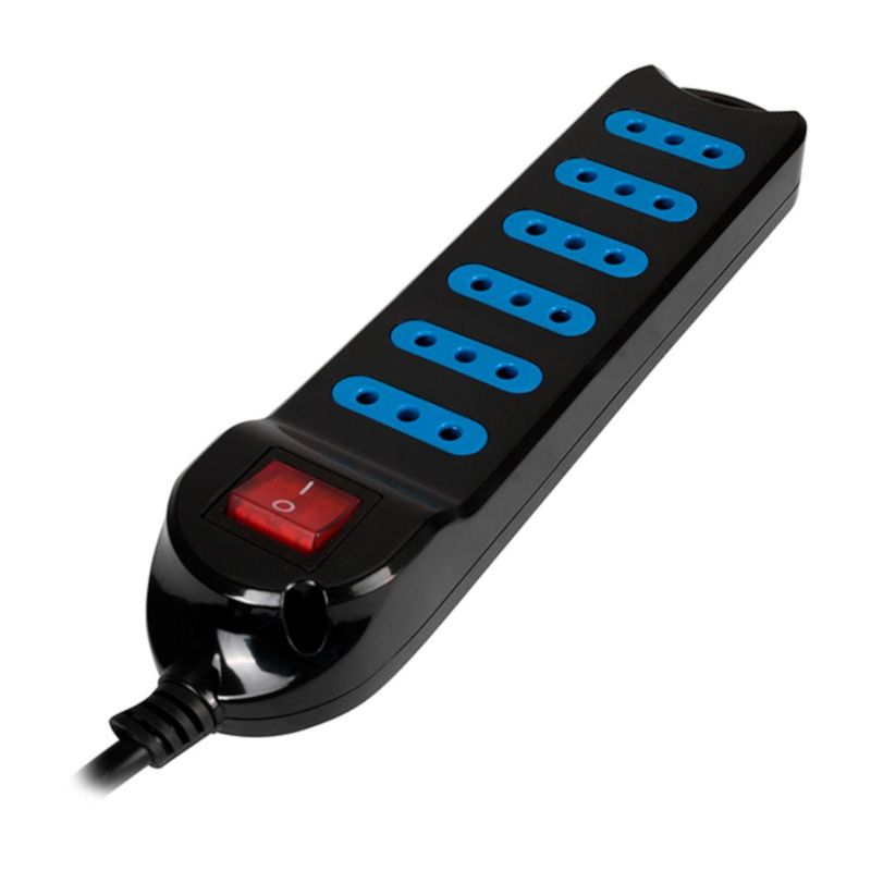 PHILCO - Alargador múltiple con switch 6 tomas 3 mt Philco XT-30 Negro - Negro