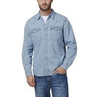 Camisa Hombre Regular Fit Jeans Classic Western Azul