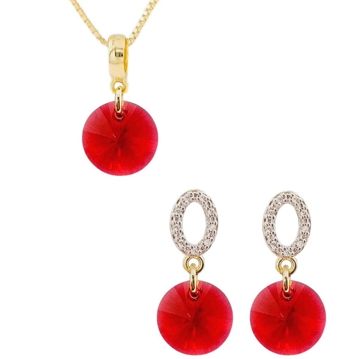JOYAS MONTERO - Conjunto Madrid Gold 24K creado con cristales de Swarovski® Scarlet