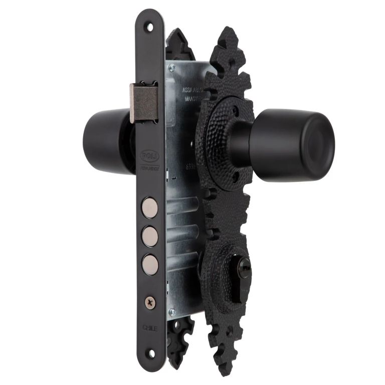 Cerradura Embutida Urbano Rustica B60 Negra de Acceso con Pomo Exterior Fijo