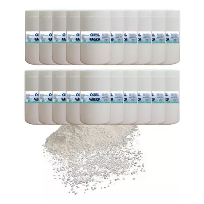 GENERICO - Pack 20 Unidades Cloro Granulado Para Piscina, Pote 1kg
