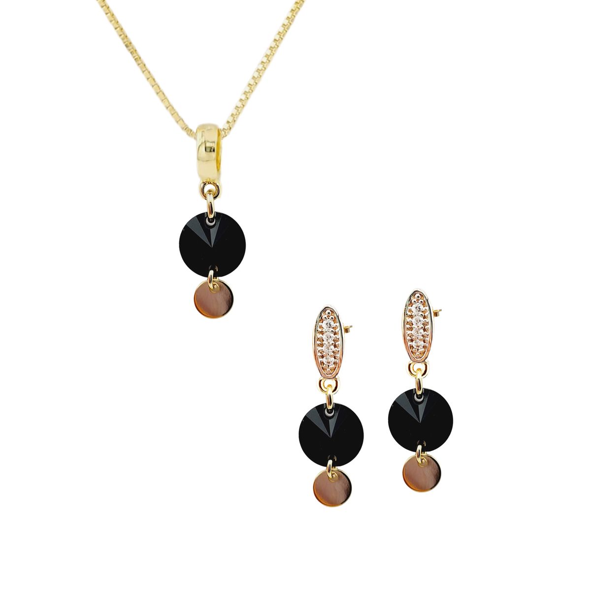 JOYAS MONTERO - Conjunto Sol Gold 24k creado cristales de Swarovski® Jet