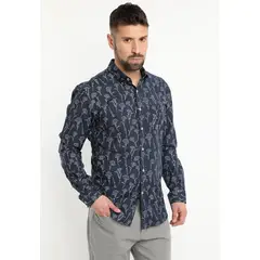 KOTTING - Camisa Oxford Estampada Azul marino