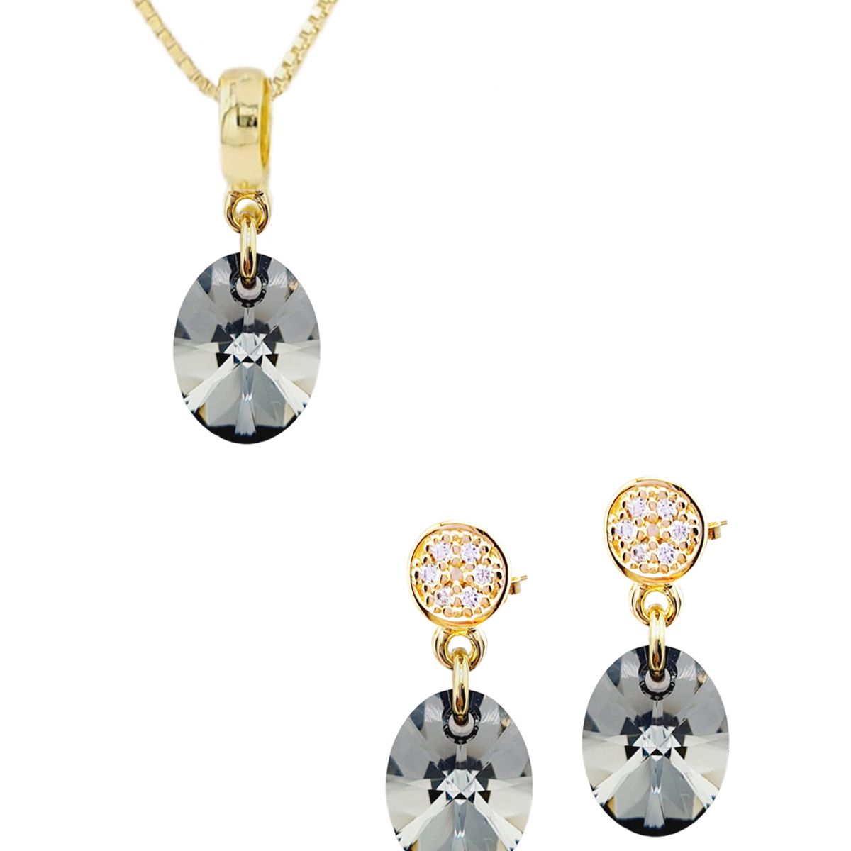 JOYAS MONTERO - Conjunto Praga Gold 24K creado con cristales de Swarovski® Silver Night