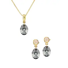 JOYAS MONTERO - Conjunto Praga Gold 24K creado con cristales de Swarovski® Silver Night