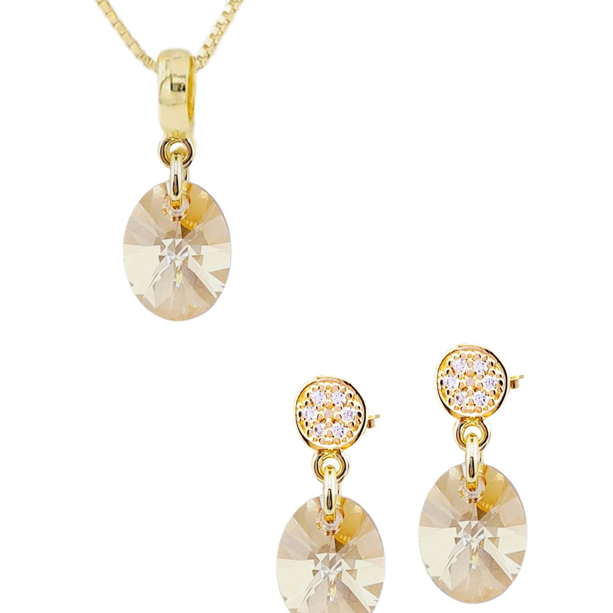 JOYAS MONTERO - Conjunto Praga Gold 24K creado con cristales de Swarovski® Golden Shadow