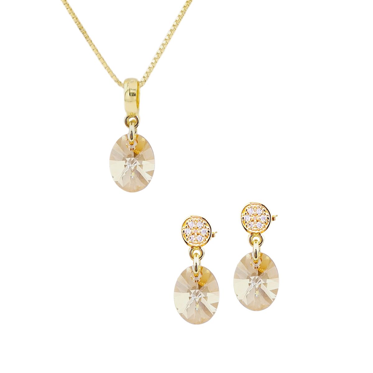 JOYAS MONTERO - Conjunto Praga Gold 24K creado con cristales de Swarovski® Golden Shadow