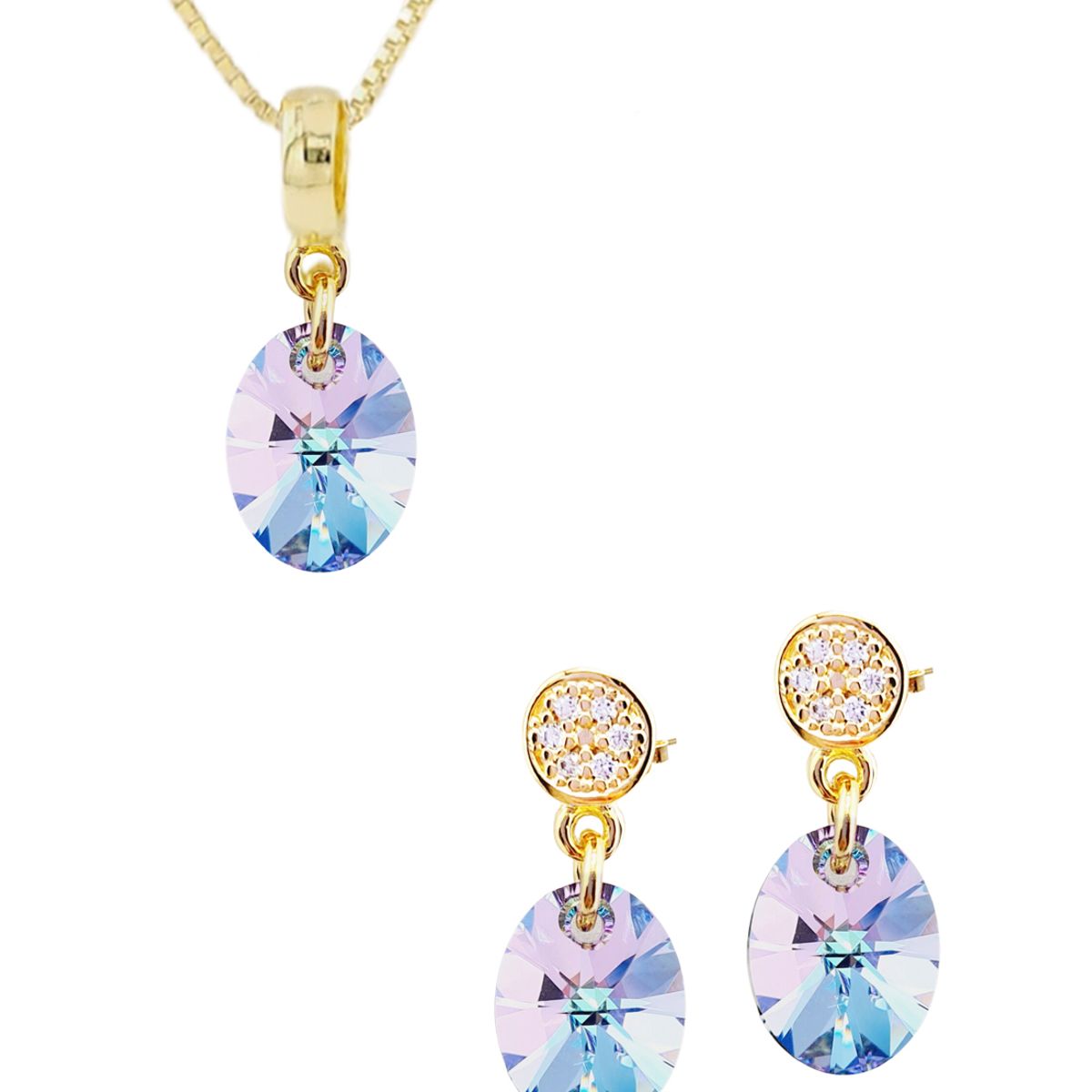 JOYAS MONTERO - Conjunto Praga Gold 24K creado con cristales de Swarovski® Vitral Light