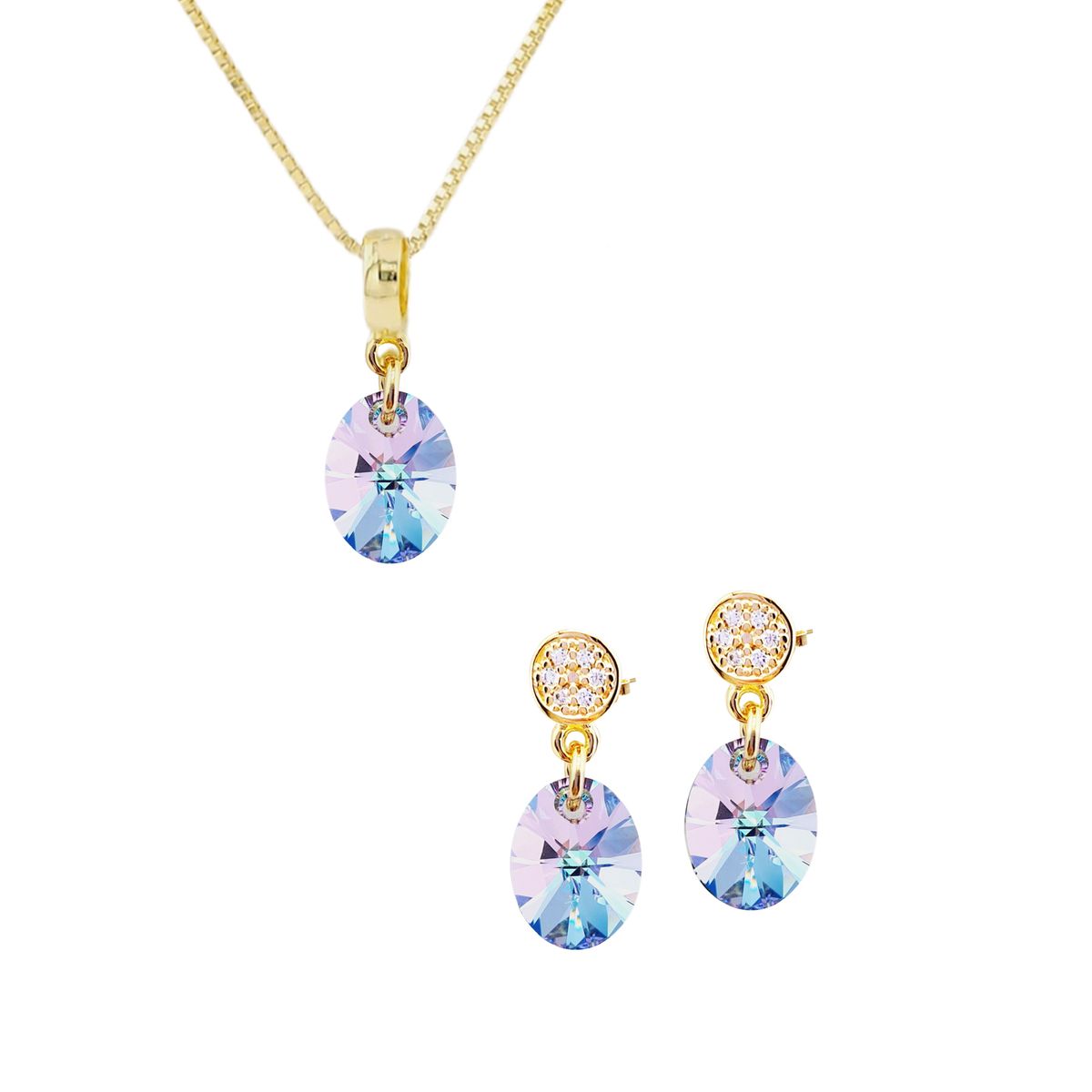 JOYAS MONTERO - Conjunto Praga Gold 24K creado con cristales de Swarovski® Vitral Light