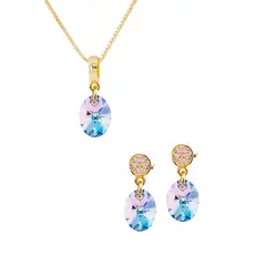 JOYAS MONTERO - Aros Collar Conjunto Praga Gold Cristales Genuinos Vitral Light