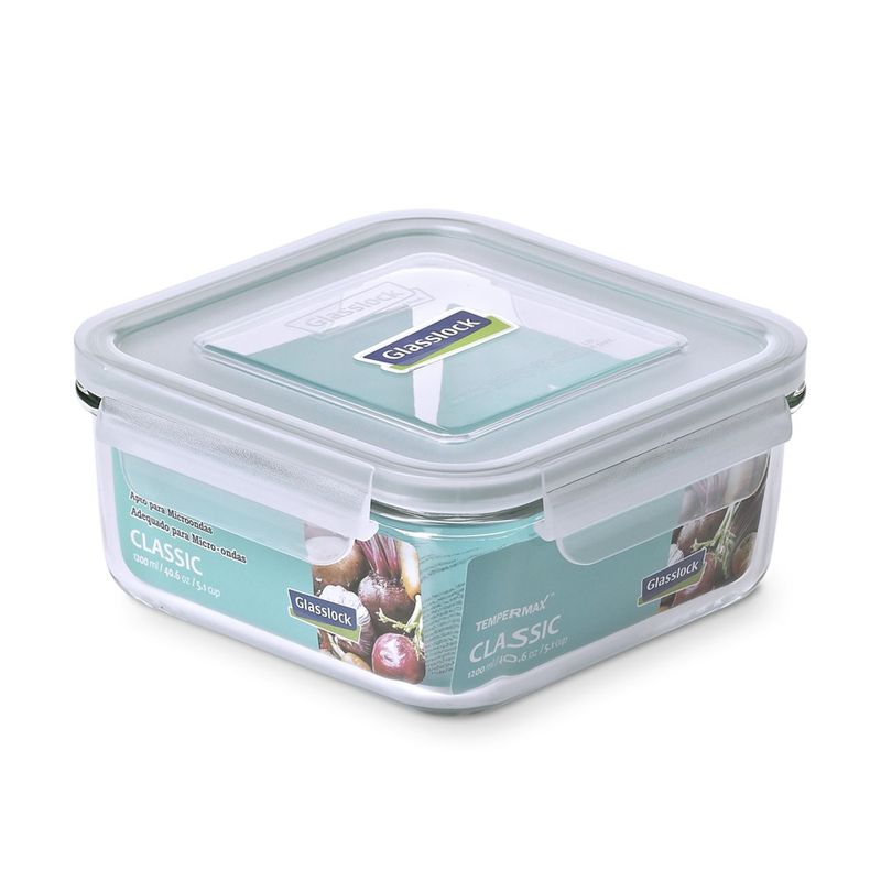 GLASSLOCK - Contenedor Vidrio Hermético Cuadrado 1200 Ml Glasslock GLASSLOCK