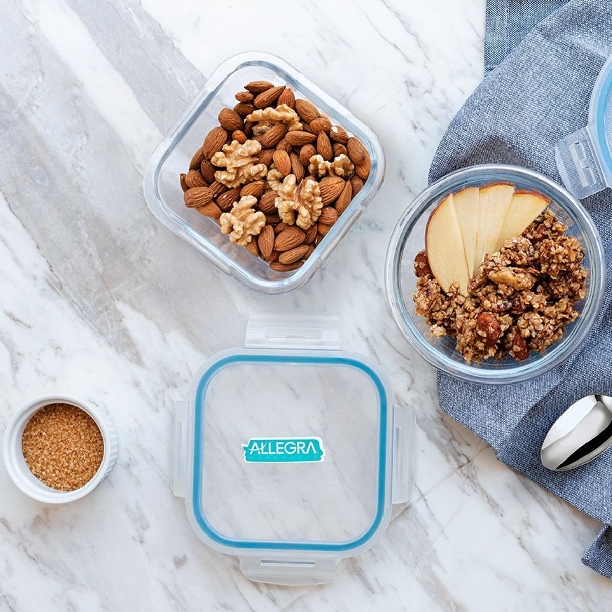 ALLEGRA - Contenedor Hermético De Vidrio Cuadrado 740 Ml ALLEGRA