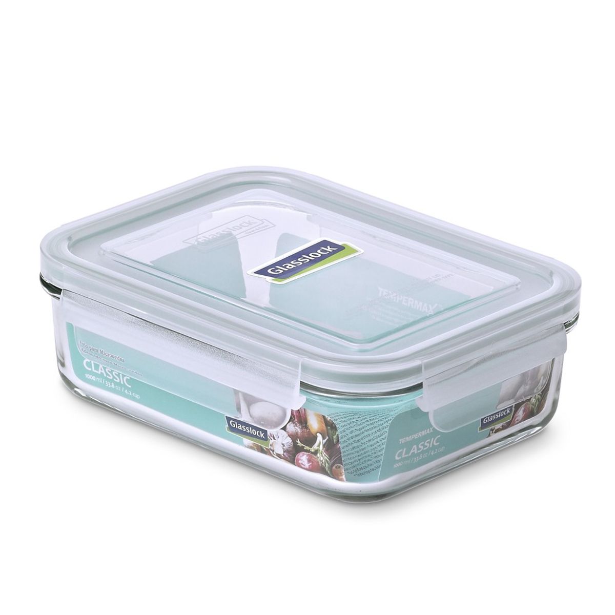 GLASSLOCK - Contenedor De Vidrio Hermético Rectangular De 1000 Ml GLASSLOCK