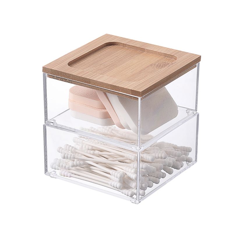 SANTU HOME & DECO - Organizador Caja Cosmetiquero Maquillaje Baño 2 Divisiones Apilables