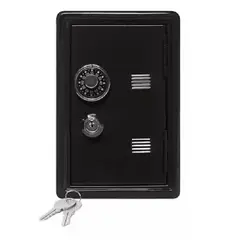 LISM - Caja Fuerte Metálica Pequeña Con Llave Para Dinero 18 X12 Cm 269004 Negra