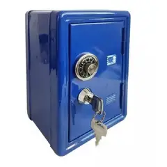 LISM - Caja Fuerte Metálica Pequeña Con Llave Para Dinero 18 X12 Cm 269004 azul