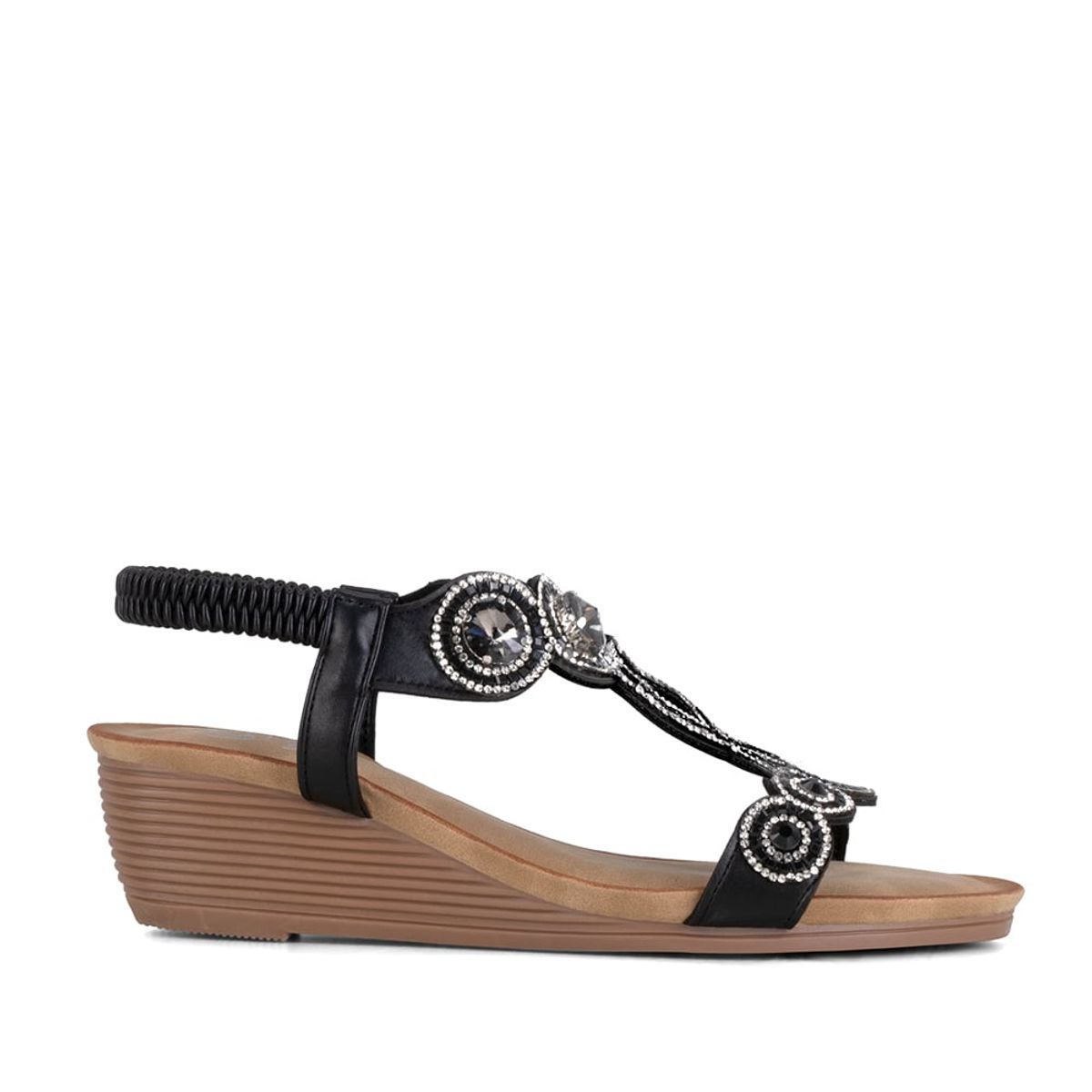 WEIDE - Sandalia Plana Negro Casual JS52 Weide