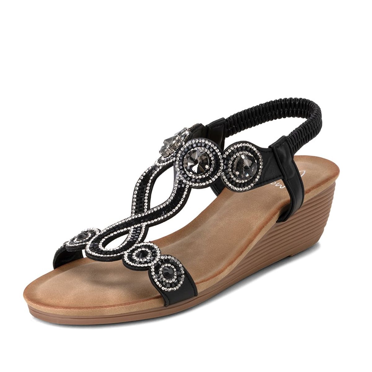 WEIDE - Sandalia Plana Negro Casual JS52 Weide