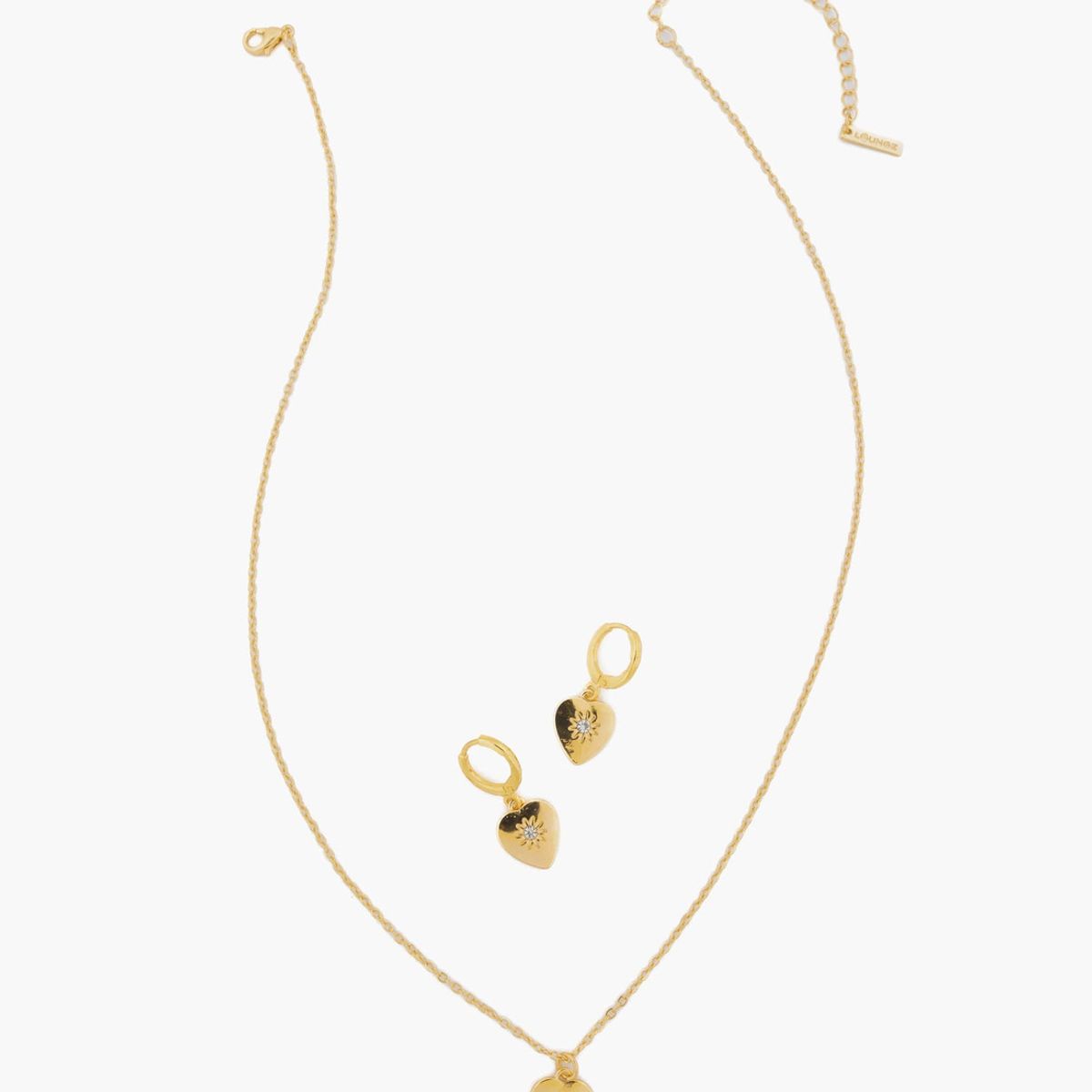 LOUNGE - Set Collar Y Aros Mujer Corazón Dorado LOUNGE