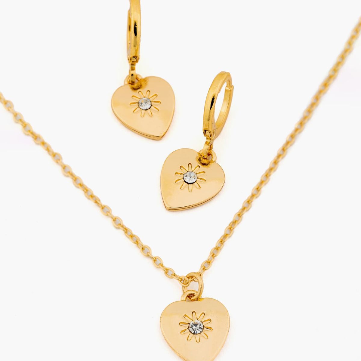 LOUNGE - Set Collar Y Aros Mujer Corazón Dorado LOUNGE