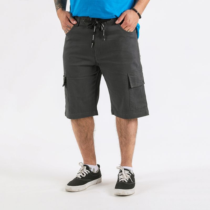 GANGSTER - Short Canvas Cargo Sixpo Gris Gangster