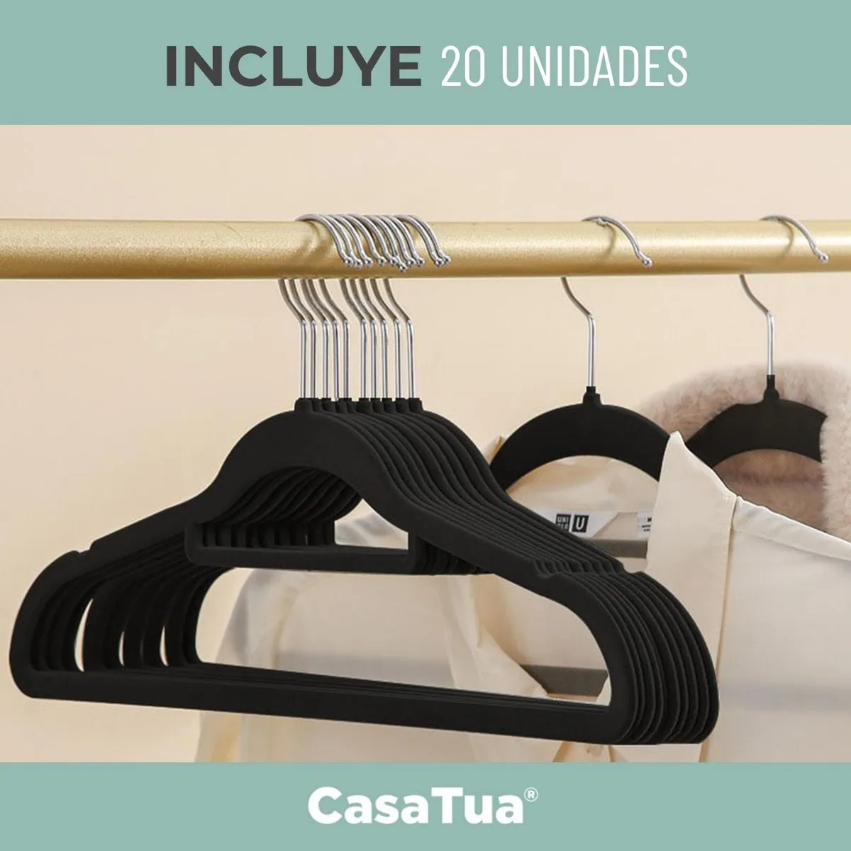 CASATUA - Colgadores De Ropa Casatua Set 20 Terciopelo Antideslizante