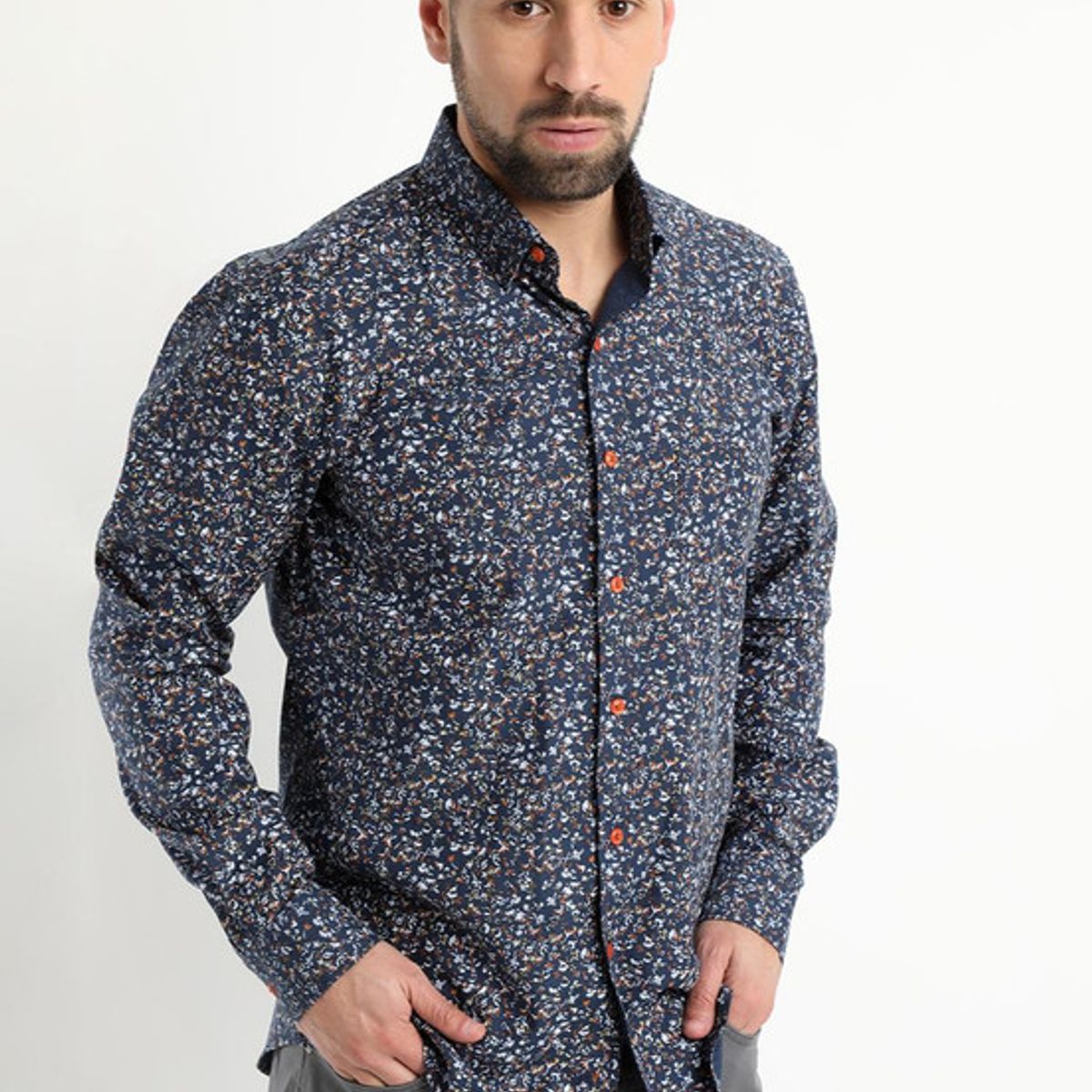 KOTTING - Camisa Fantasia Estampada Manga Larga Gris oscuro KOTTING