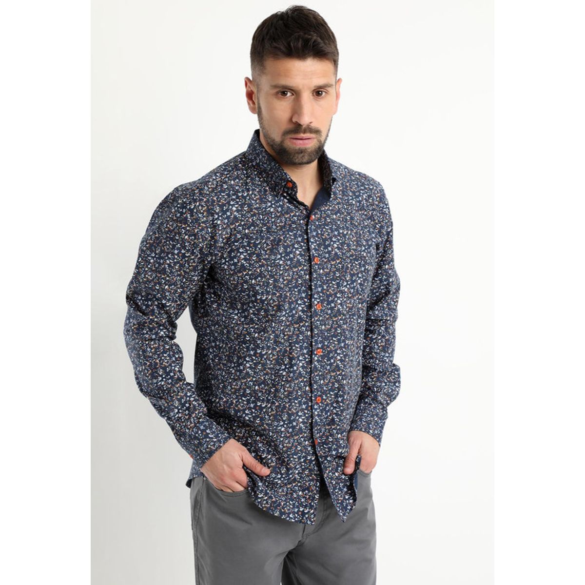 KOTTING - Camisa Fantasia Estampada Manga Larga Gris oscuro KOTTING