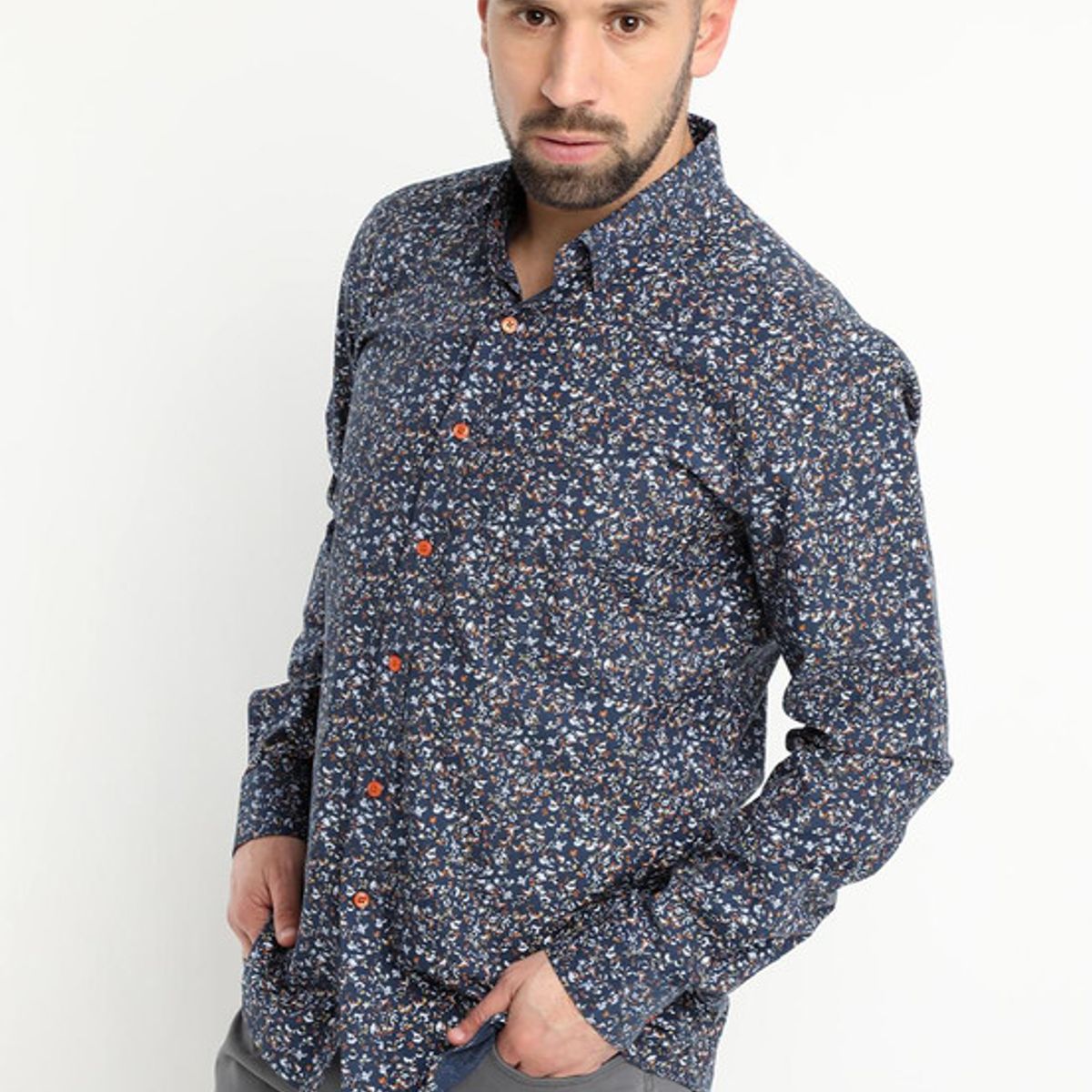 KOTTING - Camisa Fantasia Estampada Manga Larga Gris oscuro KOTTING