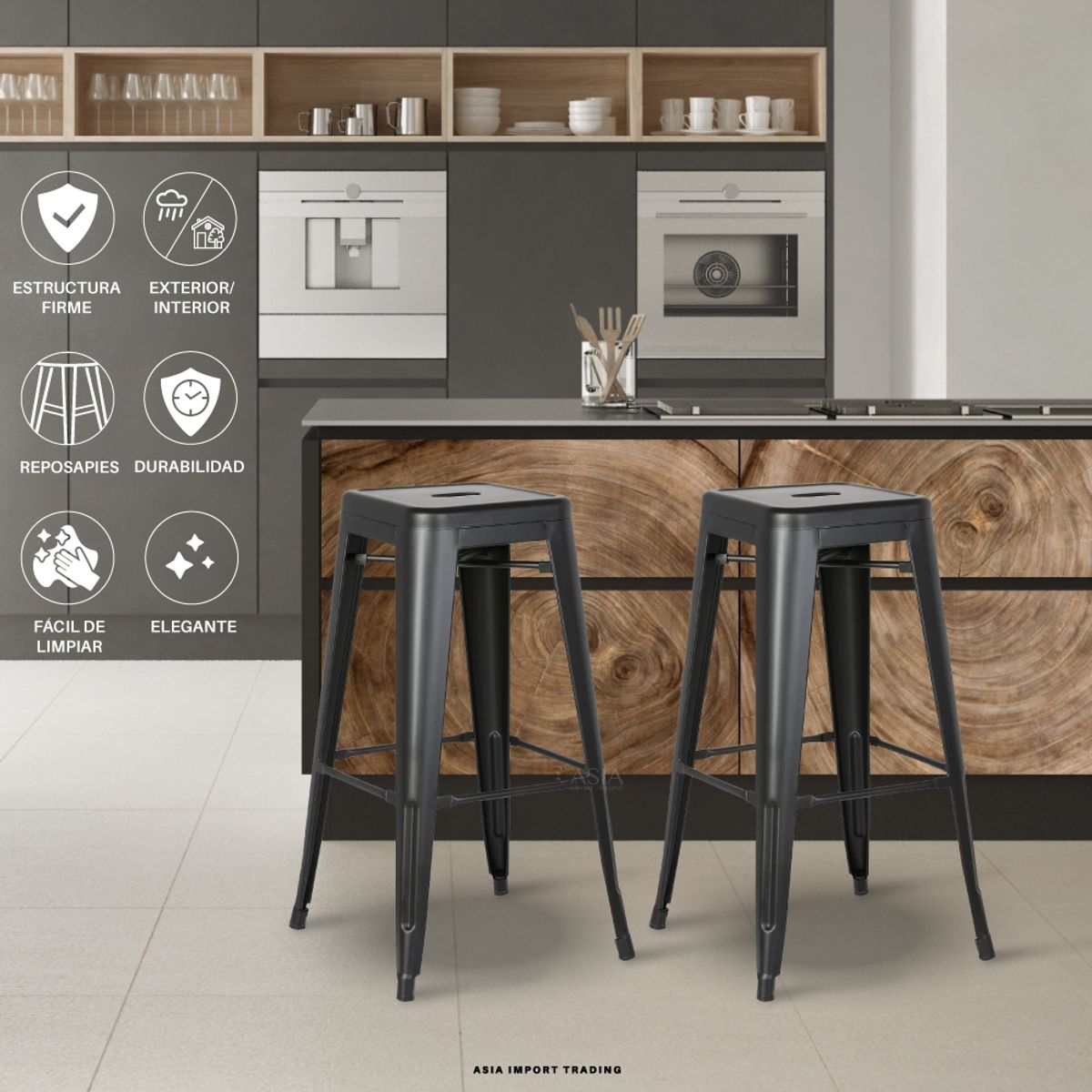 HOME&DESIGN - Piso de Bar Negro Home & Design.