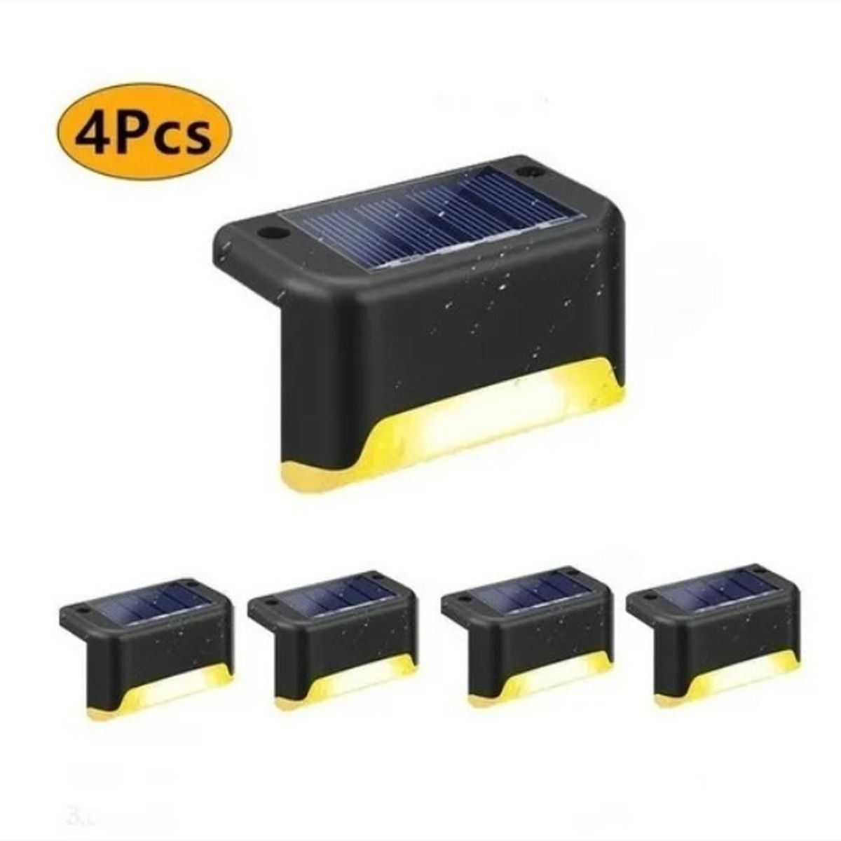 PARTYGLOBOS - Kit 4 Luces Solares Patio Jardín /para Escaleras Y Muros - Negro - 7