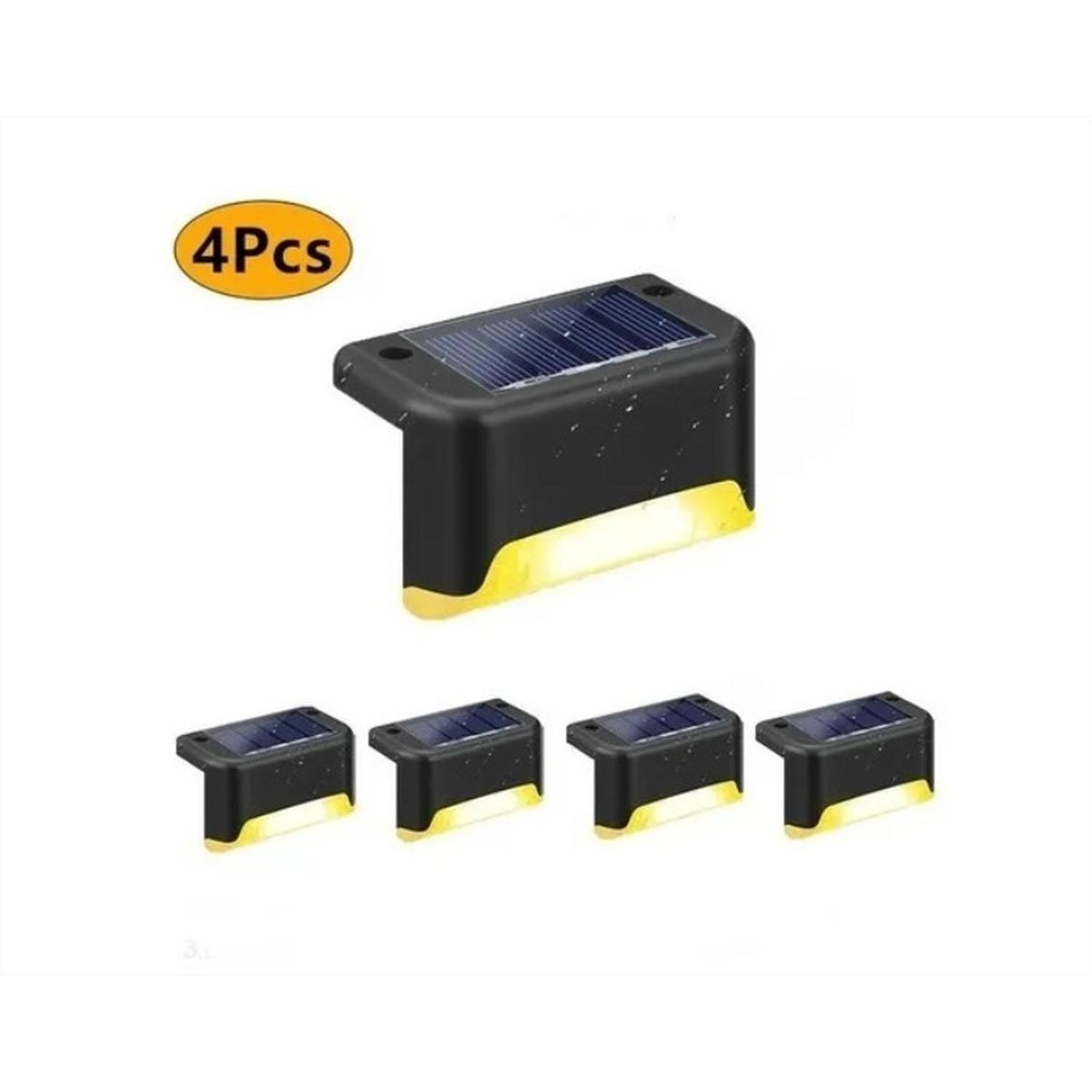 PARTYGLOBOS - Kit 4 Luces Solares Patio Jardín /para Escaleras Y Muros - Negro - 7